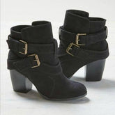 Stiefeletten mit mittelhohem Absatz aus weichem Leder